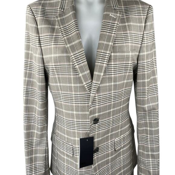 NEW ASOS Women's Gray Plaid Blazer Coat Suit Jacket Dress Pants 2 Pc Set Size 38 - Picture 3 of 7